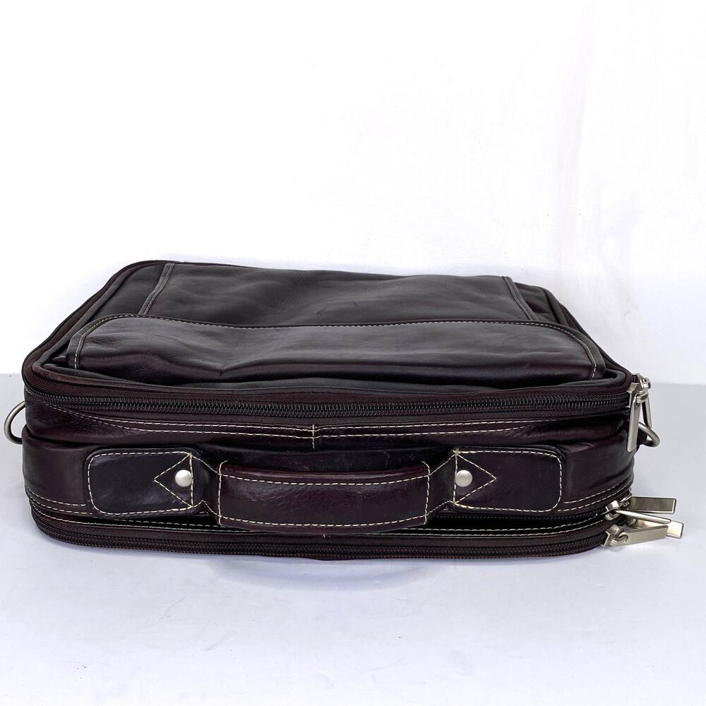 Maroon Leather Laptop Bag Vintage Latico Briefcase Travel File Organize Business - Picture 5 of 12